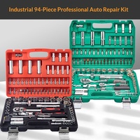 Jeu de douilles en acier au chrome-vanadium de 94 pièces à 72 dents avec clés à cliquet et mallette rigide pour réparation automobile, outils automobiles
