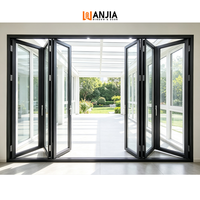 Porte pliante moderne à cadre étroit en aluminium, porte accordéon pour commerce, bureau, vitrine, porte pliante en verre trempé