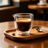 Pichet à expresso tendance en verre borosilicate à double paroi de 80 ml avec bec verseur pour barista, idéal pour le latte art et le service de café