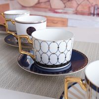 Ensemble tasse et soucoupe à café et thé de l'après-midi en céramique multicolore de style nordique européen JNSM, 300 ml, écologique et durable, pour les fêtes