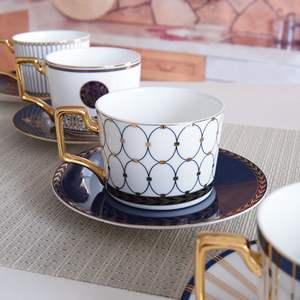 Ensemble tasse et soucoupe en céramique pour le thé de l'après-midi, tasse à café et soucoupe en porcelaine fine européenne, cadeau avec poignée - Product Image 3
