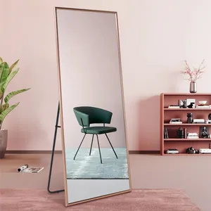 Luxury Metal Framed Decorative Standing Floor Wall Mirror Full Body Large Dressing Full Length Mirror