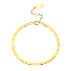 Pulsera de cadena de serpiente plana ajustable de Plata de Ley 925 clásica para mujer - Product Image 1