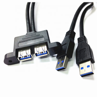 50cm Schwarzes USB 3.0 Stecker-zu-Buchse-Kabel mit 2 Steckern und Panelmontage USB-Verlängerungskabel