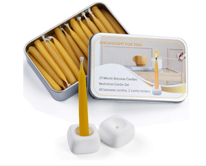 Velas Cónicas Mini Personalizadas con Portavelas de Latón, Vela de Cera de Abeja para Oración, Regalo para Yoga, Relajación y Rituales - Product Image 4