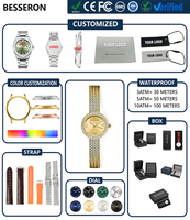 Montre à quartz de luxe pour femme avec logo personnalisé, mouvement MIYOTA, cadran analogique, bracelet en acier inoxydable, résistante à l'eau 3ATM