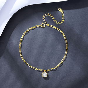 CZCITY elegante donna 925 Designer rotondo CZ gioielli in <span class=keywords><strong>argento</strong></span> placcato oro elegante moda ragazza signora 14K catena <span class=keywords><strong>bracciale</strong></span> - Product Image 4