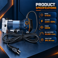 Défonceuse de précision OEM/ODM 580W 30000 tr/min pour le travail du bois et le refinition des bords – Conception compacte et découpe de haute précision