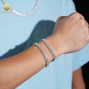 Trong Kho Iced out Moissanite Chữ Thập Cuba Liên Kết Chuỗi Hiphop Phong Cách 8.5Mm S925 Bạc Moissanite Cuba Chuỗi Vượt Qua Kim Cương Tester - Product Image 6