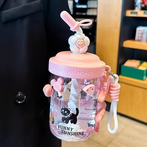<span class=keywords><strong>Cute</strong></span> Children's Descartável Plastic Straw Cup com palha Portable Summer Tour Water Garrafa - Product Image 5