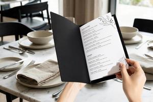 Porta Menu Personalizzato con Fascia Elastica e Copertine Dorate o Goffrate <span class=keywords><strong>per</strong></span> Ristoranti, Bar, Caffè e Sale da Tè - Product Image 4