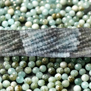 Cuentas de Aguamarina Facetadas en Forma de Rondelle, Piedras Preciosas Sueltas Naturales, Cuentas de Musgo de 4 mm con Orificio de 0,5 mm para la Fabricación de Joyas - Product Image 2