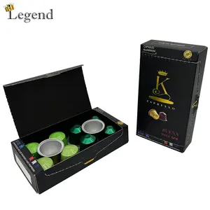 Hersteller Custom Brand Design Drucken Kaffee kapsel Set Verpackung Tear Open Black Paper Coffee Box