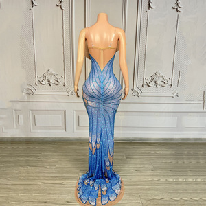 Abiti da sera con diamanti blu <span class=keywords><strong>farfalla</strong></span> abito da Club estivo di alta classe blu cristallo abiti da sera di lusso - Product Image 6