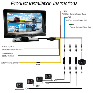 Enregistreur de voiture 4 canaux 7 pouces avec écran IPS, moniteur DVR 1080P, <span class=keywords><strong>kit</strong></span> de système de caméra de recul avec garantie d'un an pour camion, fourgonnette, bus - Product Image 6