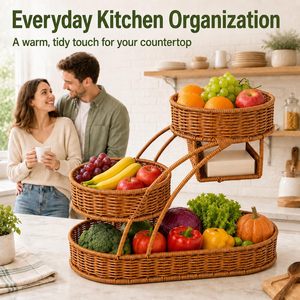 <span class=keywords><strong>Panier</strong></span> tressé en rotin PP de style bohème, multifonctionnel, fait main, boîte de rangement écologique pour la maison, pour la salle de bain, la cuisine, le rangement sur table - Product Image 3