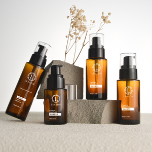 Hot Amber <strong>Glass</strong> Pump <strong>Bottles</strong> Flat Shoulder Refillable Spray <strong>Bottle</strong> for Serum Essential Oil Perfume Lotion <strong>30ml</strong> 40ml 60ml - Product Image 1