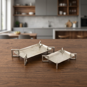 Bandeja de Cerámica Hecha a Mano de Primera Calidad, Diseño Ecológico, Estilo Americano para Interiores de Lujo, Exhibición Zahid Exports, Plateada - Product Image 3
