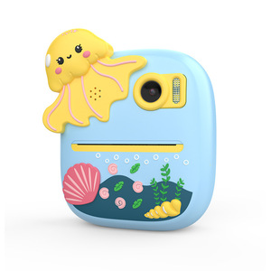 Appareil <span class=keywords><strong>photo</strong></span> instantané pour enfants P8 avec écran 2,4 pouces, double objectif, impression thermique 1080P, filtre, design méduse de dessin animé et jeu - Product Image 1