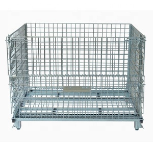 OEM/ODM Foldable Metal Bulk Storage Collapsible Stacking Wire Pallet Container with forklift