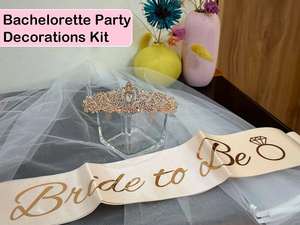 Decoración para Despedida de Soltera, Regalos para la Futura Novia, Set de Corona, Velo y Diadema - Product Image 2