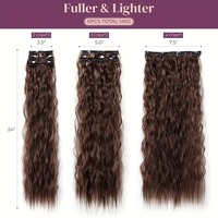 Lot de 6 extensions de cheveux synthétiques longues bouclées ondulées à clipser, fabriquées à la machine, aspect naturel élégant, pour usage quotidien