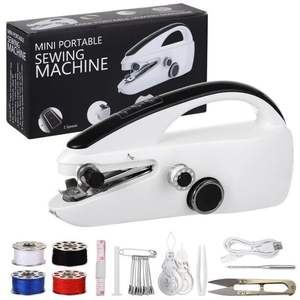 Mini machine à coudre électrique portable, blanc et noir, design compact, pour débutants, usage domestique - Product Image 1