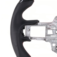 Volant sport en fibre de carbone véritable avec LED et indicateur de vitesse pour Ford Mustang 2015-2023, volant à fond plat, style sport