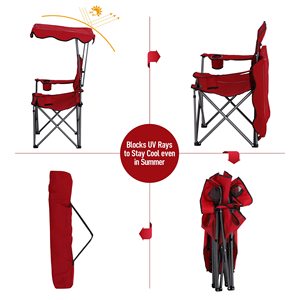 Chaise de camping pliable légère et portable avec auvent, chaise de plage avec ombrage, abordable - Product Image 3
