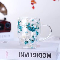 Tasse en verre borosilicate à double paroi, simple, élégante et intéressante – Écologique, transparente, style américain, pour café et thé