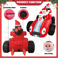 Décorations de Noël gonflables OurWarm pour l'extérieur, Père Noël gonflable conduisant une voiture de course avec un bonhomme de neige et un pingouin