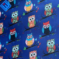 Tissu sergé satiné enduit PVC imprimé hibou en gros |   Tissu doux 100% polyester pour sacs et ameublement pour filles |   Approvisionnement d'usine
