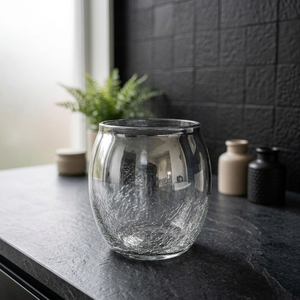 Florero Redondo de Vidrio Transparente Gris, Diseño Moderno Hecho a Mano, Decoración Navideña para el Hogar, Centro de Mesa para Sala de Estar o Comedor - Product Image 3