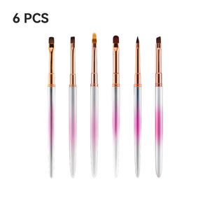 Ensemble de pinceaux à ongles en métal rose dégradé, manche ovale, poils en nylon, logo personnalisé, pour débutants, création de gel pour ongles, studio de manucure - Product Image 2