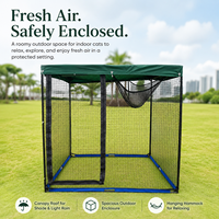 Enclos extérieur enrichissant pour chien avec hamac, en coton résistant aux intempéries et maille métallique, Catio portable et pliable, enclos de jeu pour animaux de compagnie avec fermeture éclair