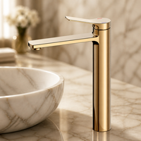Robinet de lavabo haut de gamme en or brossé moderne, mitigeur de lavabo de luxe, robinets d'eau chaude et froide