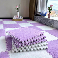 Tapis en peluche, tapis de sol emboîtables, fausse fourrure, dalles épaisses en forme de puzzle pour chambre à coucher, salon, antidérapant, doux