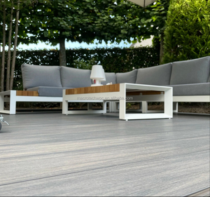 Design moderno eco-friendly WPC Decking impermeabile in Teak artificiale trattamento superficiale a grana di <span class=keywords><strong>legno</strong></span> in acero - Product Image 6