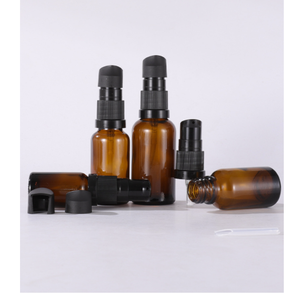 Récepteur en verre d'ambre, avec tête de pompe noire, bouteille de pompe à pression en verre, pour lotion, 5 10 15 20 30 50 100ml - Product Image 3