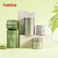 Boîtes en étain miniatures vides Tianhui, argentées, cylindriques, en métal, pour matcha, 30g 50g, qualité alimentaire, fournisseur personnalisé, usine