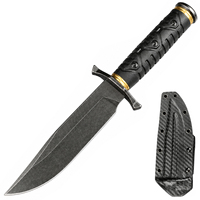 KB DC53 Stahlmesser mit feststehender Klinge, Gummigriff, taktisches Überlebens-, Jagd- und Campingmesser mit Carbonfaser-Textur und Kydex-Scheide