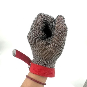 Gants à crochet <span class=keywords><strong>en</strong></span> métal à cinq doigts <span class=keywords><strong>de</strong></span> <span class=keywords><strong>boucher</strong></span> 304L fil d'acier inoxydable <span class=keywords><strong>maille</strong></span> résistante aux coupures Contact alimentaire technique tissée chaîne mail - Product Image 2