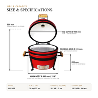 Barbecue Kamado en céramique moderne de qualité supérieure Auplex, 16 pouces, au charbon de bois, pour l'extérieur, multifonction, design écologique, prix d'usine