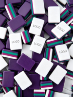 Jeu de Mahjong Américain de Luxe Moderne Superposé Violet Prune Foncé avec Tuiles Danse du Lion et Singe Joker Portable