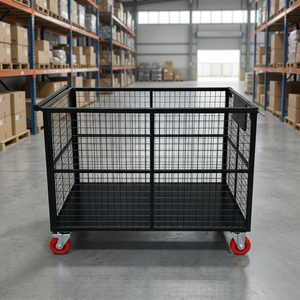 Chariot de rangement en acier noir avec quatre roues, chariot mobile pour la manutention des matériaux - Product Image 2