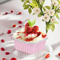 Moules à cupcakes en aluminium rose, mini carrés, avec couvercles, en PET, jetables, de qualité alimentaire, en pulpe moulée