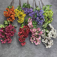 B-1319 Décoration de plafond moderne faite à la main de haute qualité pour la Saint-Valentin, fleurs suspendues artificielles à 3 branches, fruits perlés à longue tige