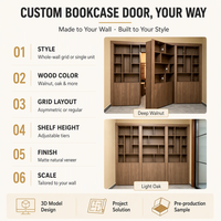 Porte secrète en bois massif avec bibliothèque intégrée, étagères de rangement multi-niveaux, porte coulissante dissimulée pour villa, bureau, sur mesure