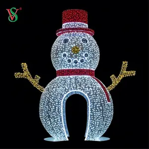 Large Shopping Center Christmas Decoration LED 3D Santa Snowman Light for Getting Through