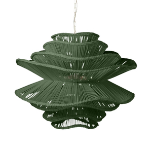 Décoration de haute qualité chasseur vert tissé à la main rotin vague lumières pour Villa jardin maison pendentifs décoratifs éclairage - Product Image 1